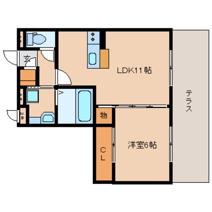 間取図 大和路線・関西本線/平城山駅 徒歩1分 1階 築9年