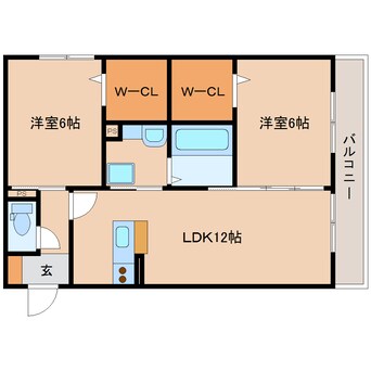 間取図 大和路線・関西本線/平城山駅 徒歩1分 2階 築9年