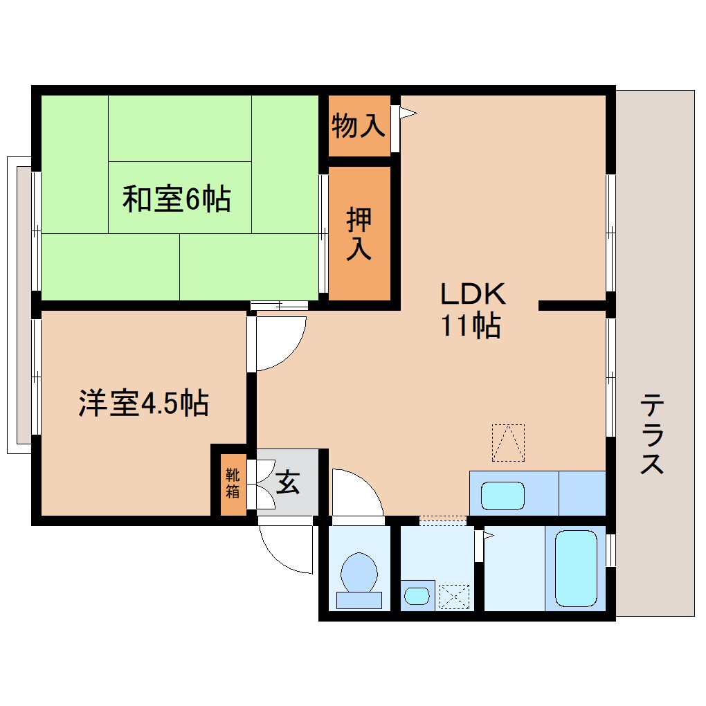 間取り図 大和路線・関西本線/奈良駅 徒歩18分 1階 築30年