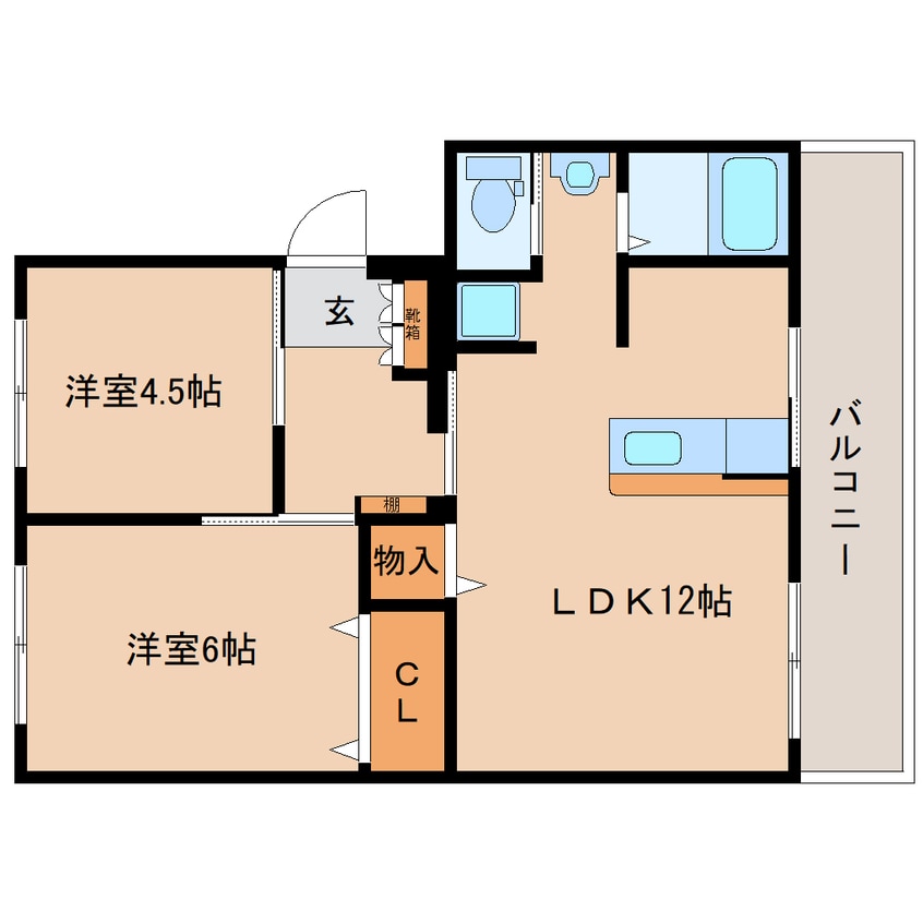 間取図 大和路線・関西本線/奈良駅 徒歩22分 3階 築44年