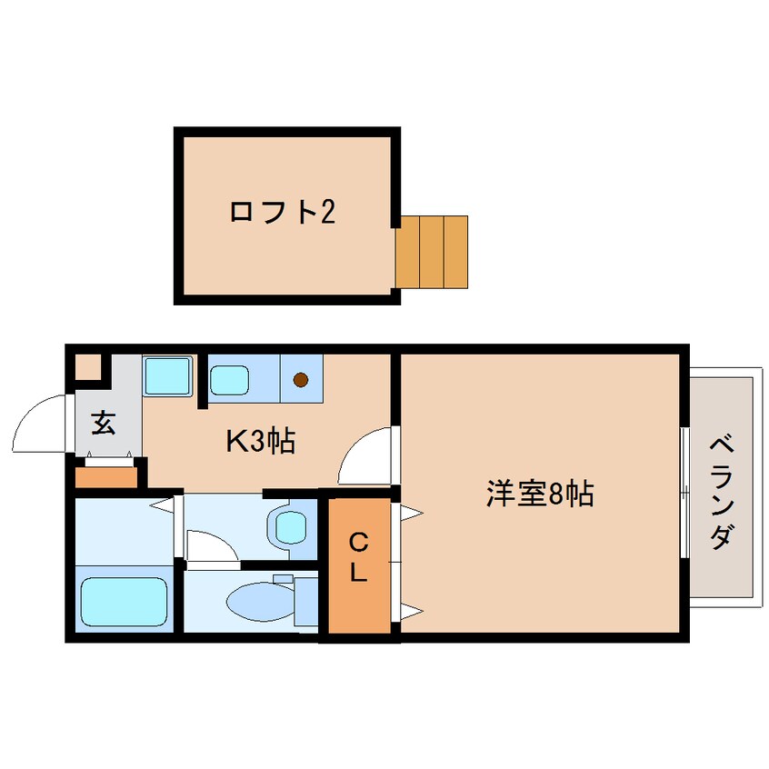 間取図 近鉄難波線・奈良線/近鉄奈良駅 バス10分南方町下車:停歩4分 2階 築23年