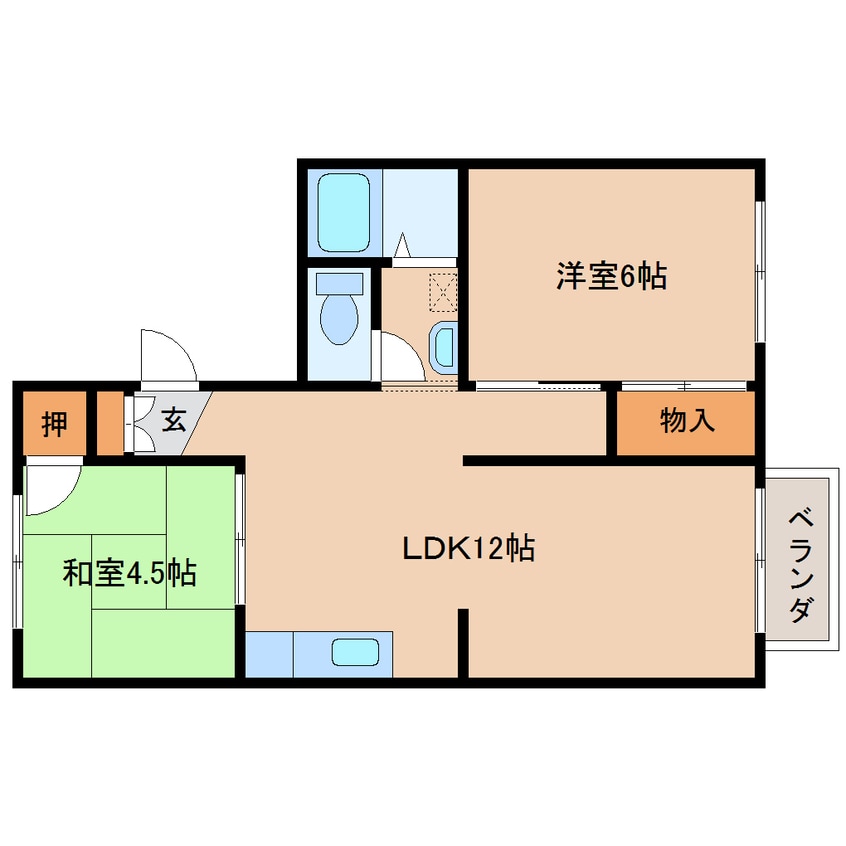 間取図 近鉄難波線・奈良線/近鉄奈良駅 徒歩13分 1階 築41年