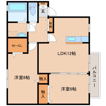 間取図 近鉄難波線・奈良線/新大宮駅 バス6分四条大路1丁目下車:停歩2分 2階 築20年