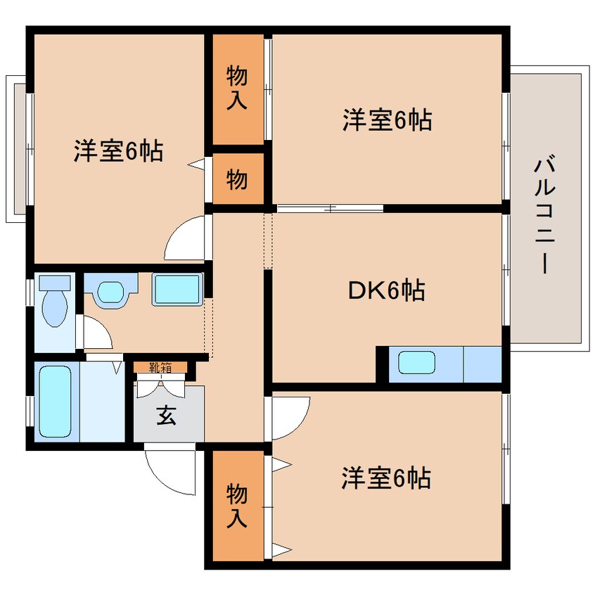 間取図 大和路線・関西本線/奈良駅 バス6分南京終町下車:停歩6分 2階 築30年