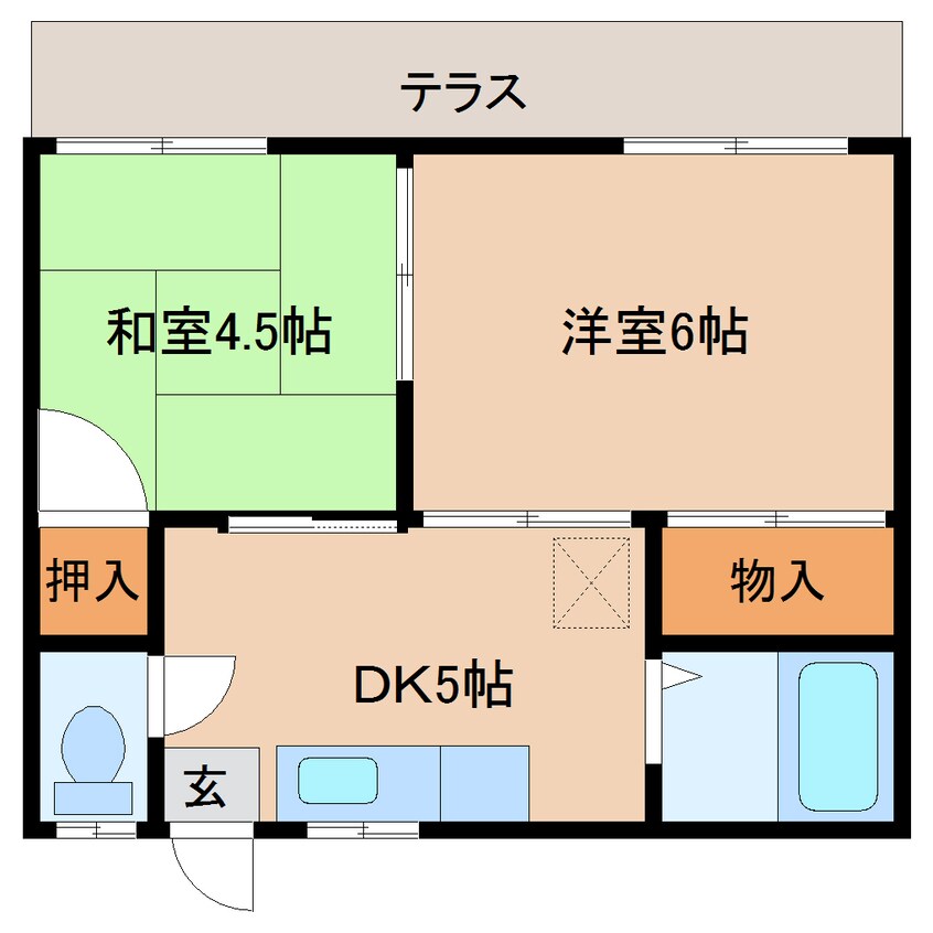 間取図 近鉄難波線・奈良線/近鉄奈良駅 徒歩10分 1階 築40年