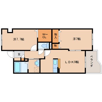 間取図 近鉄難波線・奈良線/近鉄奈良駅 バス10分萩が丘町下車:停歩1分 2階 築18年