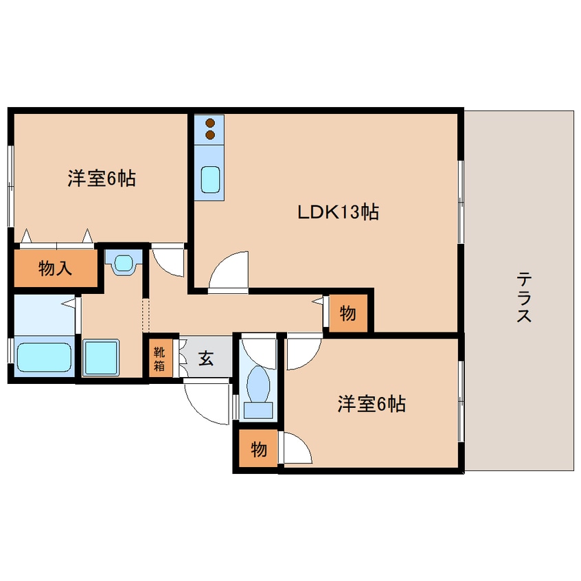 間取図 近鉄難波線・奈良線/近鉄奈良駅 バス8分紀寺住宅前下車:停歩8分 1階 築32年
