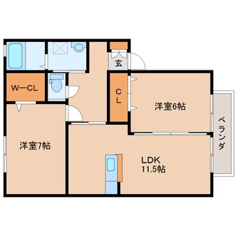 間取図 大和路線・関西本線/奈良駅 バス7分南京終町下車:停歩9分 2階 築17年