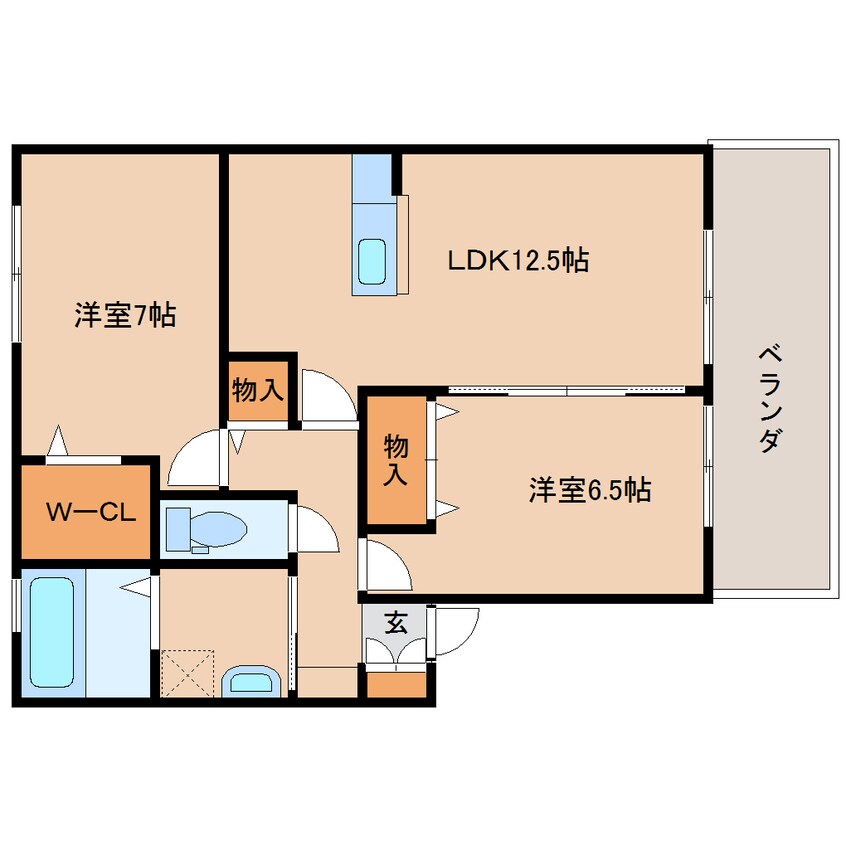 間取図 大和路線・関西本線/奈良駅 バス9分宮の森西口下車:停歩5分 2階 築18年