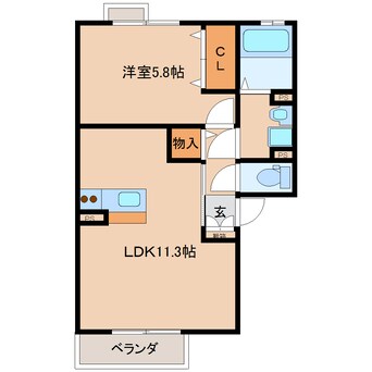 間取図 近鉄難波線・奈良線/新大宮駅 バス6分四条大路1丁目下車:停歩4分 2階 築15年