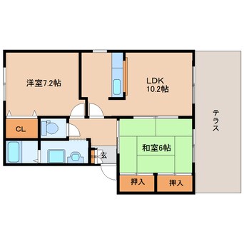 間取図 奈良線/木津駅 徒歩13分 2階 築24年