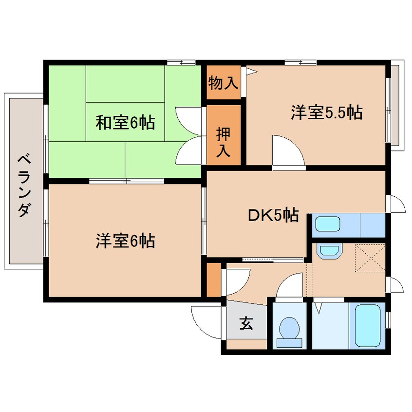 間取図 近鉄難波線・奈良線/近鉄奈良駅 バス15分木津南ソレイユ下車:停歩8分 1階 築25年