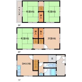 間取図 近鉄難波線・奈良線/近鉄奈良駅 バス15分南方町下車:停歩5分 1階 築41年
