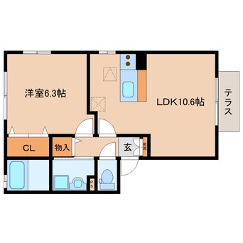 間取図 近鉄難波線・奈良線/新大宮駅 徒歩8分 1階 築17年