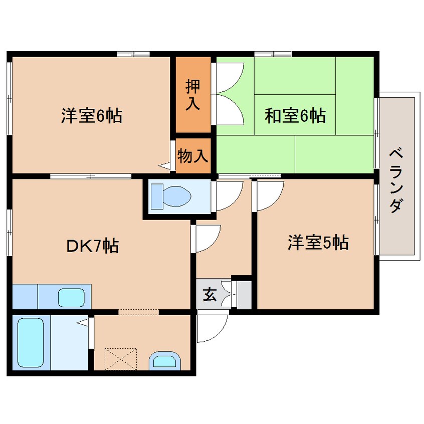 間取図 近鉄難波線・奈良線/新大宮駅 徒歩12分 1階 築25年