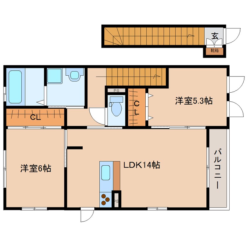 間取図 大和路線・関西本線/奈良駅 バス14分大和ハウス前下車:停歩3分 2階 築13年