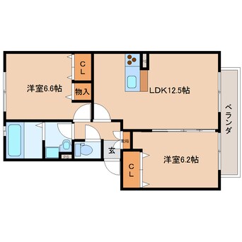 間取図 大和路線・関西本線/奈良駅 バス9分神殿下車:停歩6分 2階 築14年