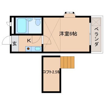 間取図 近鉄難波線・奈良線/近鉄奈良駅 徒歩18分 3階 築33年