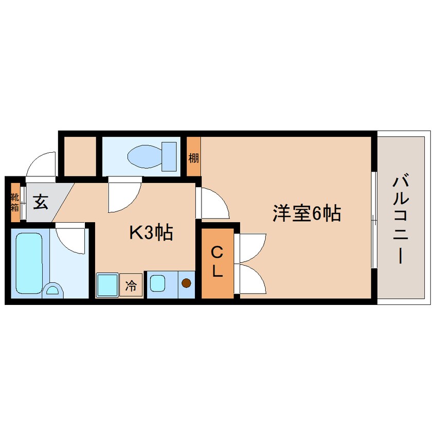 間取図 奈良線/奈良駅 徒歩9分 3階 築28年