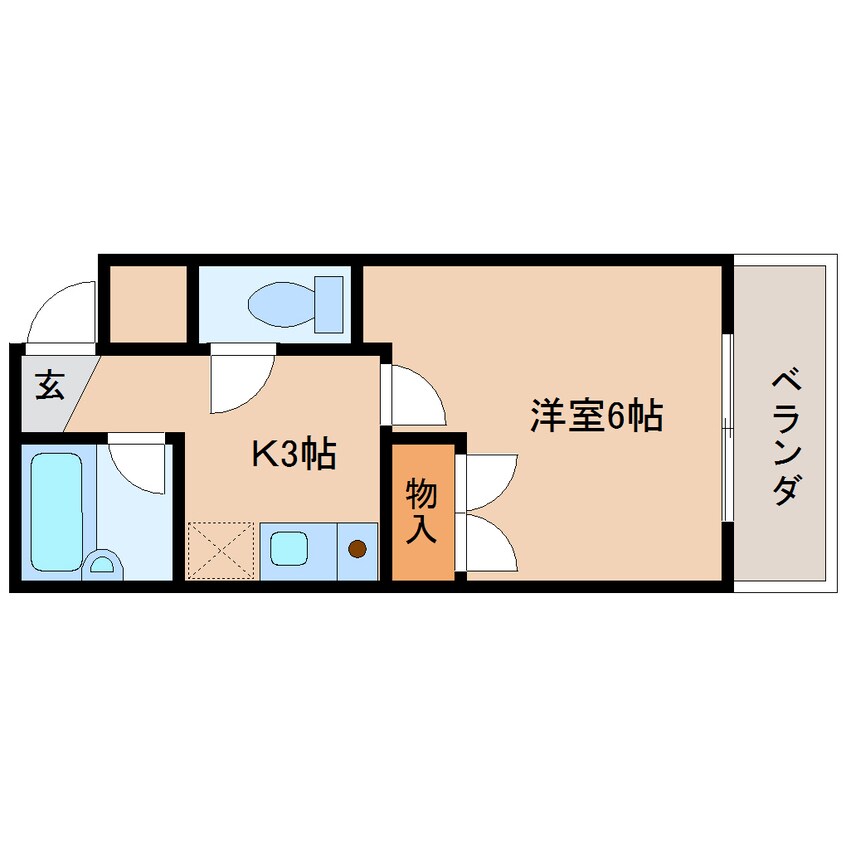 間取図 奈良線/奈良駅 徒歩9分 1階 築27年