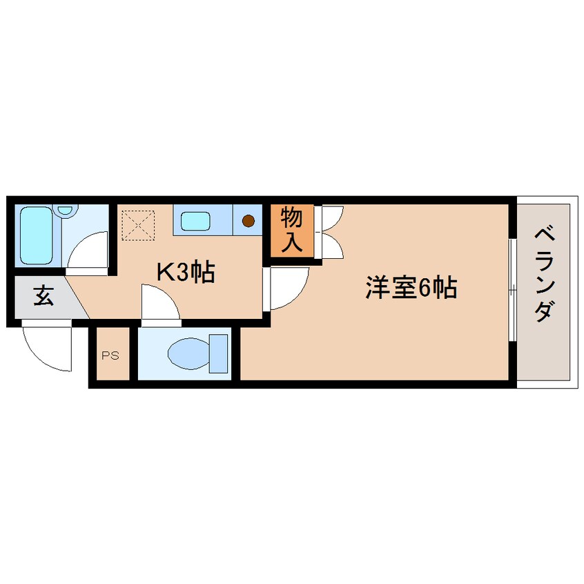 間取図 奈良線/奈良駅 徒歩9分 2階 築27年