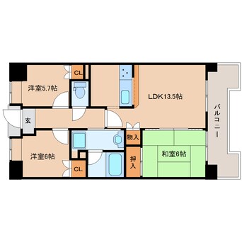 間取図 大和路線・関西本線/平城山駅 徒歩1分 2階 築26年