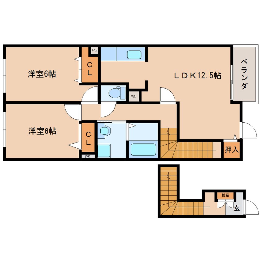 間取図 大和路線・関西本線/加茂駅 徒歩7分 2階 築14年