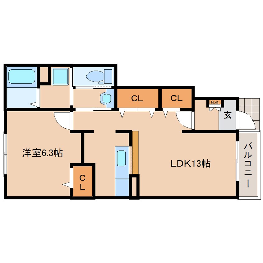 間取図 大和路線・関西本線/木津駅 徒歩19分 1階 築18年