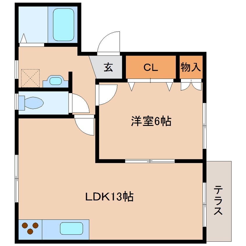 間取図 大和路線・関西本線/加茂駅 徒歩7分 1階 築32年