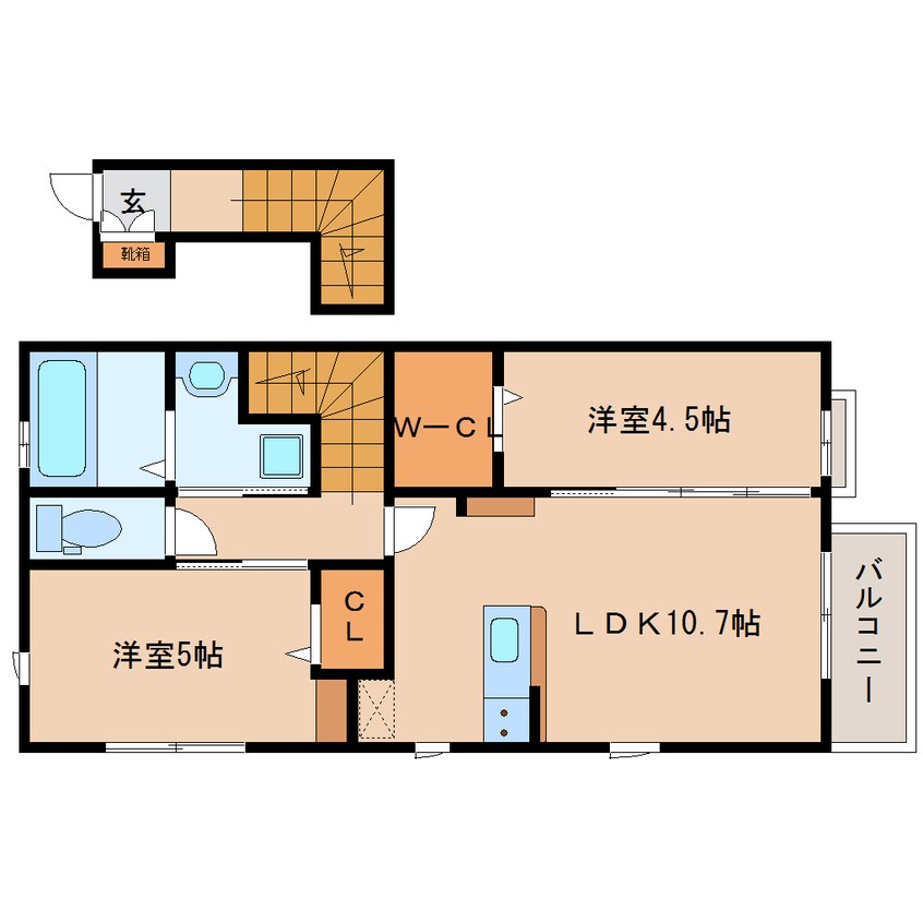 間取図 大和路線・関西本線/奈良駅 バス18分大和ハウス前下車:停歩3分 2階 築8年