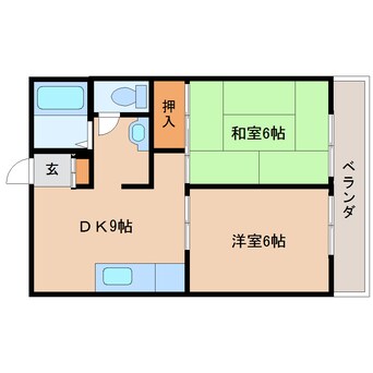 間取図 桜井線<万葉まほろば線>/帯解駅 徒歩8分 2階 築35年