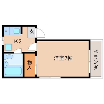 間取図 桜井線<万葉まほろば線>/京終駅 徒歩6分 2階 築37年