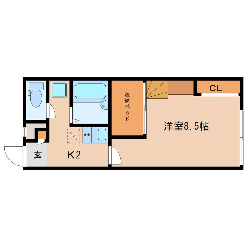 間取図 桜井線<万葉まほろば線>/京終駅 徒歩4分 1階 築16年