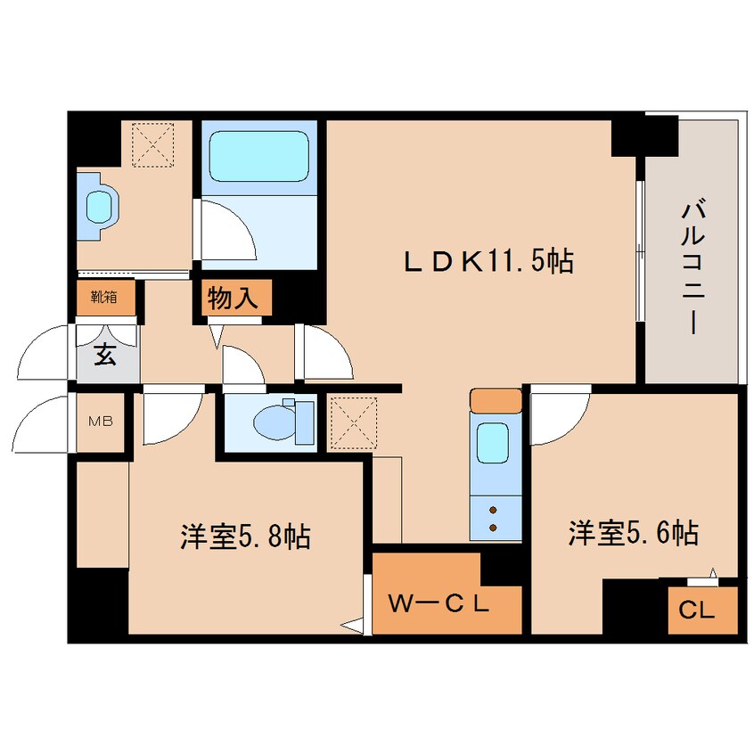 間取図 大和路線・関西本線/奈良駅 徒歩7分 4階 築6年