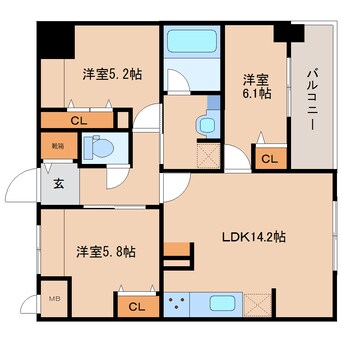 間取図 大和路線・関西本線/奈良駅 徒歩7分 2階 築6年