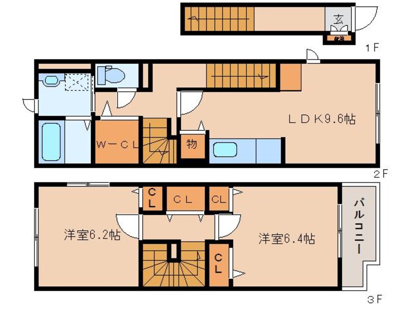 間取図 大和路線・関西本線/木津駅 徒歩15分 2階 築9年