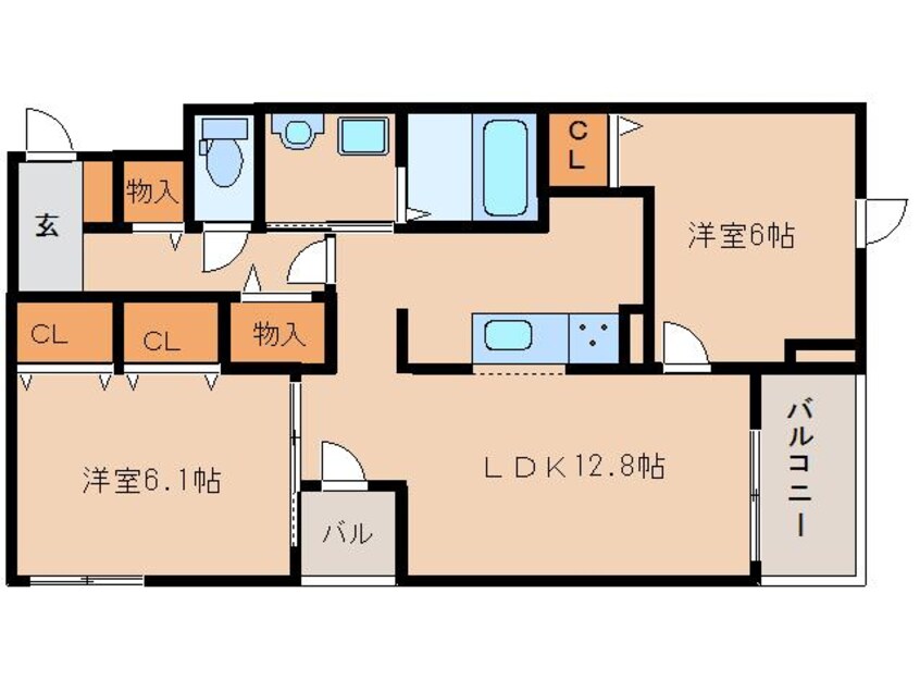 間取図 桜井線<万葉まほろば線>/京終駅 徒歩18分 3階 築6年
