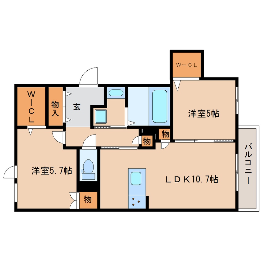間取図 奈良線/奈良駅 バス13分北ノ庄下車:停歩2分 2階 築4年