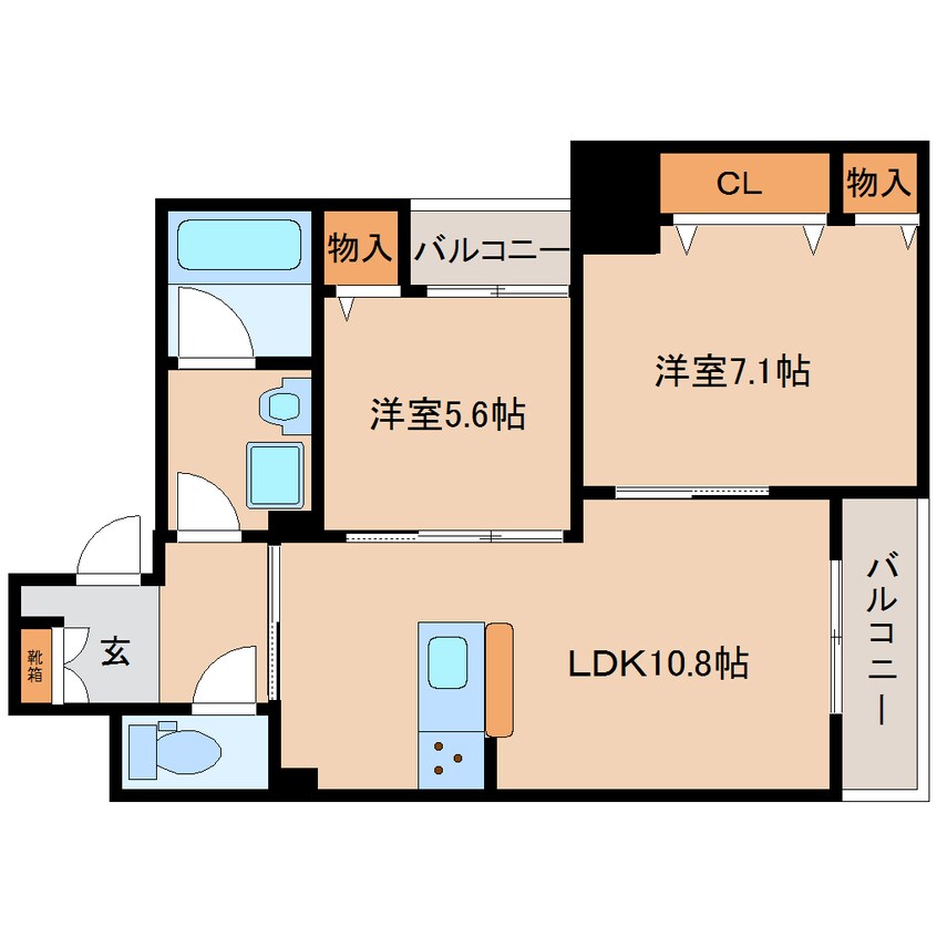 間取図 大和路線・関西本線/奈良駅 徒歩5分 2階 築1年