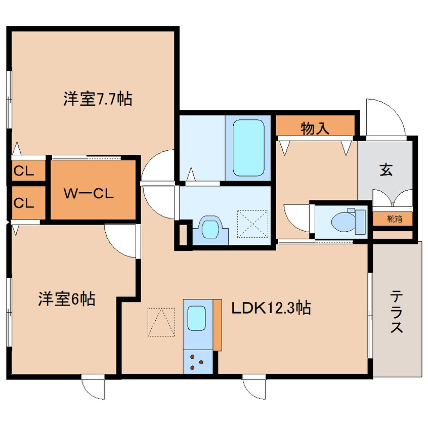 間取図 学研都市線<片町線>・JR東西線/西木津駅 徒歩10分 1階 築9年