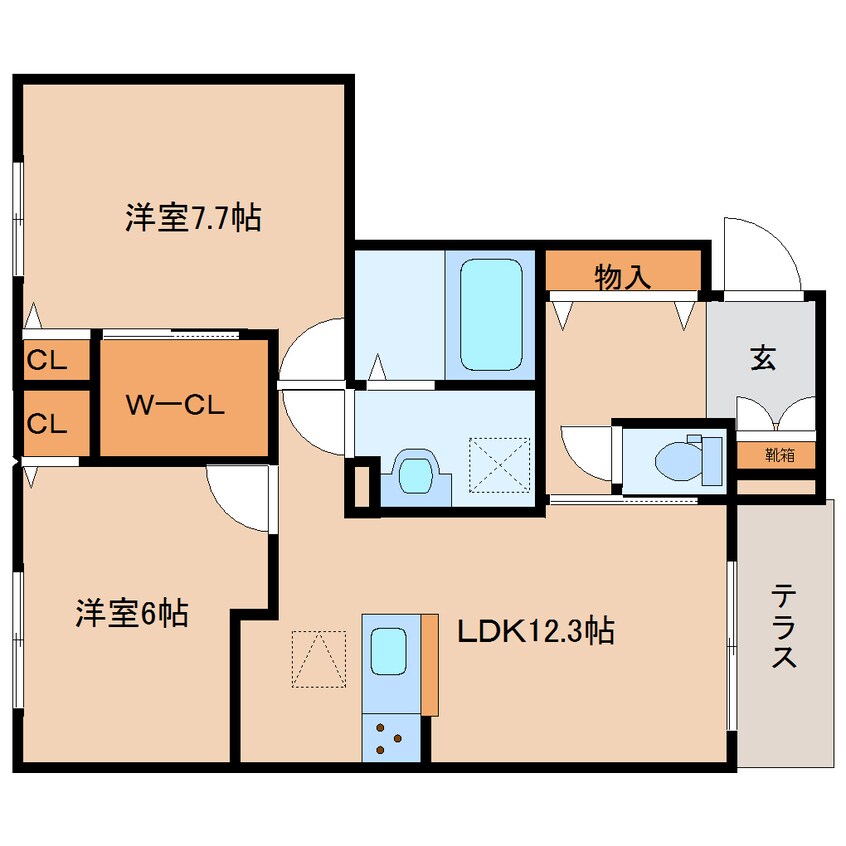 間取図 学研都市線<片町線>・JR東西線/西木津駅 徒歩10分 1階 築9年