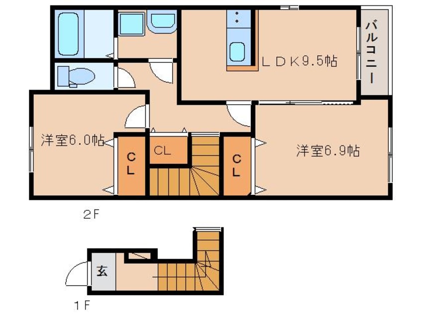 間取図 大和路線・関西本線/木津駅 徒歩22分 2階 築10年