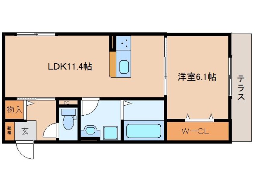 間取図 桜井線<万葉まほろば線>/京終駅 徒歩6分 2階 1年未満