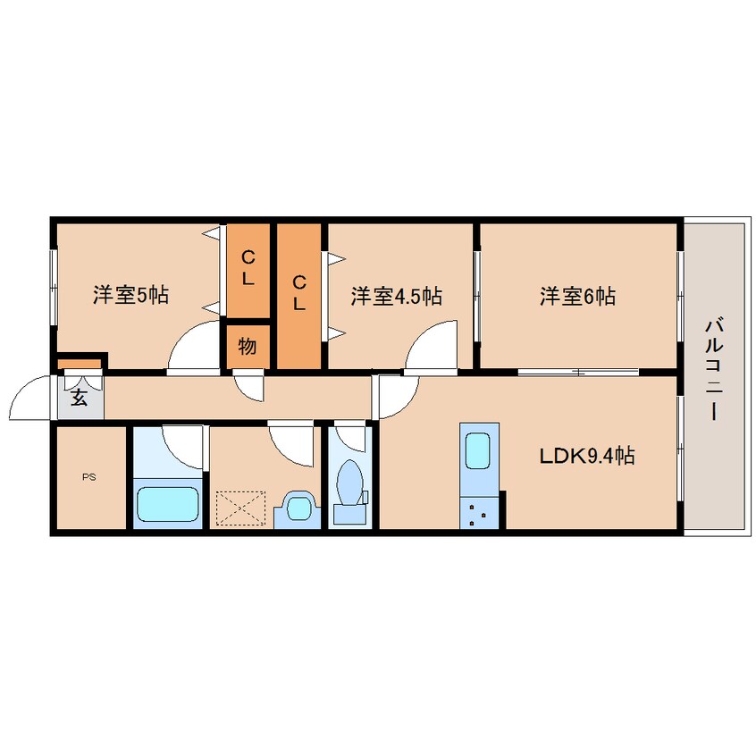 間取図 桜井線<万葉まほろば線>/京終駅 徒歩17分 1階 建築中