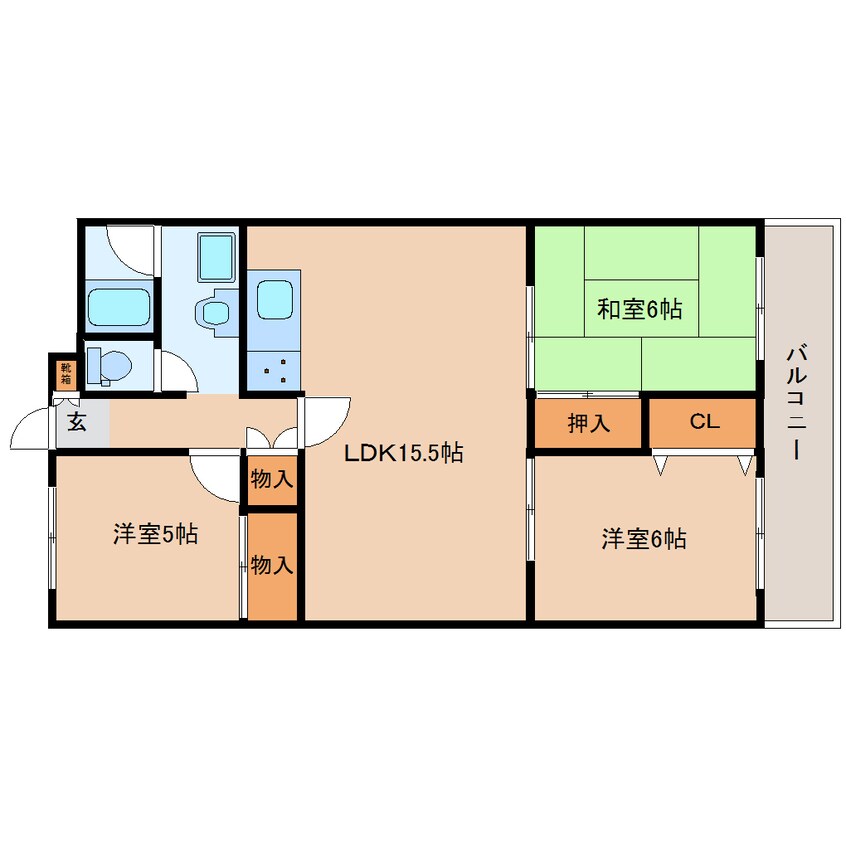 間取図 大和路線・関西本線/奈良駅 徒歩5分 6階 築44年