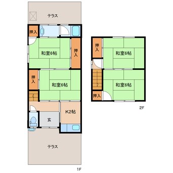 間取図 大和路線・関西本線/奈良駅 徒歩8分 1-2階 築46年