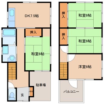 間取図 大和路線・関西本線/奈良駅 バス7分南京終町下車:停歩5分 1-2階 築43年