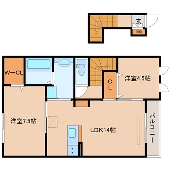間取図 奈良線/奈良駅 バス19分都跡小学校下車:停歩4分 2階 築11年