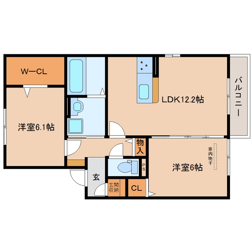 間取図 近鉄難波線・奈良線/新大宮駅 徒歩25分 2階 1年未満