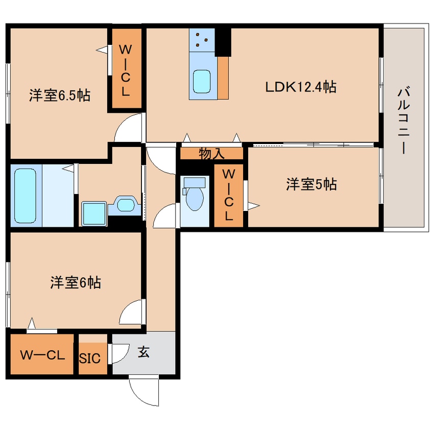 間取図 奈良線/奈良駅 徒歩19分 3階 1年未満